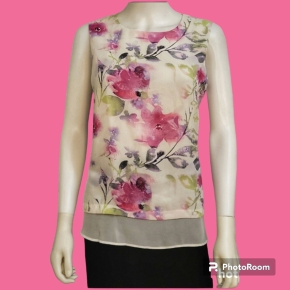 Rose & Olive Tops - ROSE & OLIVE Fairycore Pink Floral Chiffon Sleeveless Layered Blouse